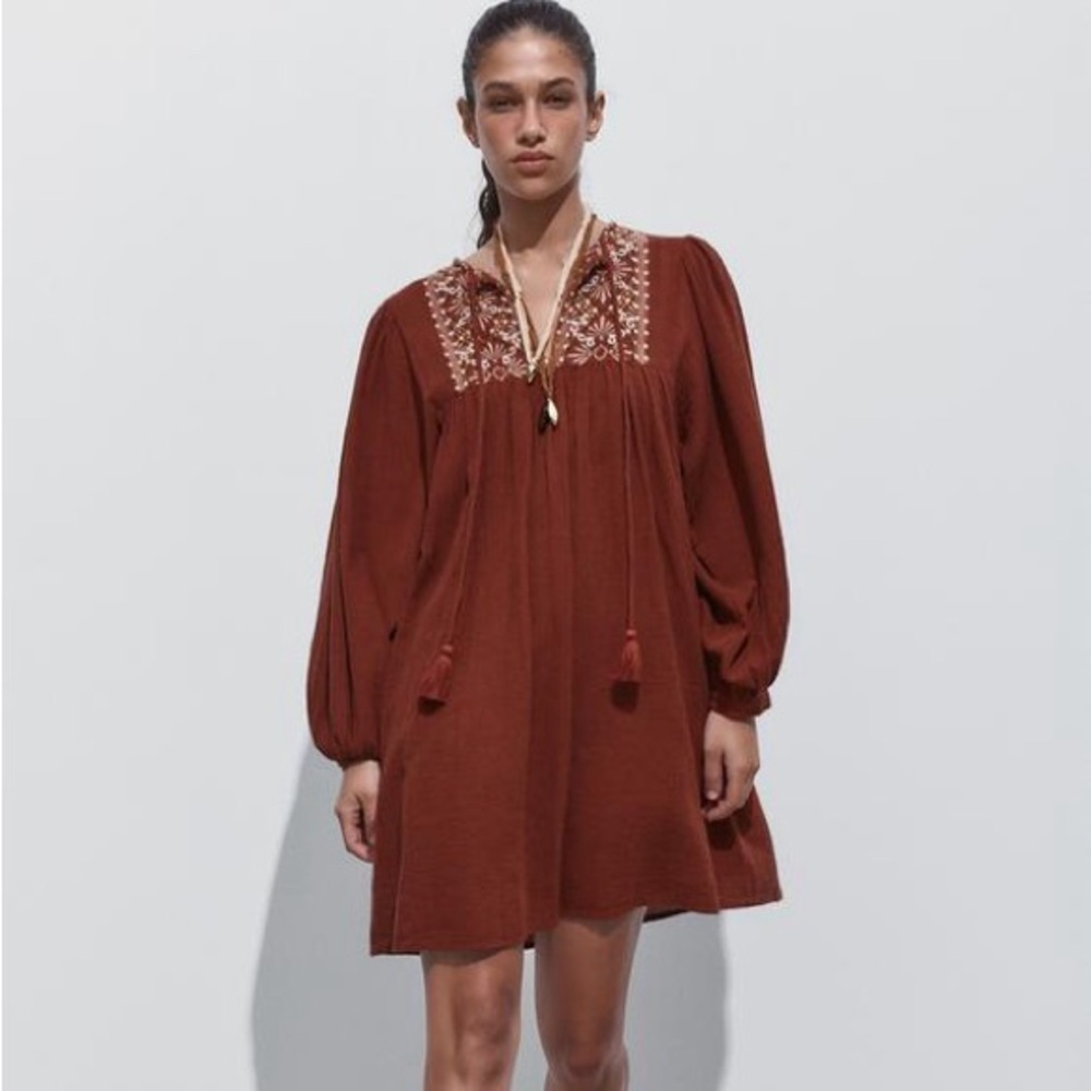 Zara Embroidered Short Dress